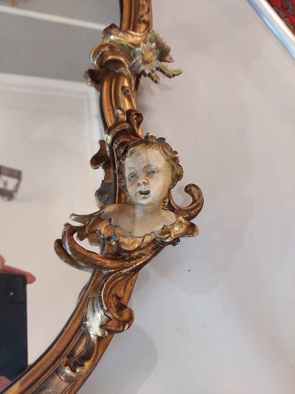 Early 20th C Italiante Giltwood And Gesso Mirror photo for sale