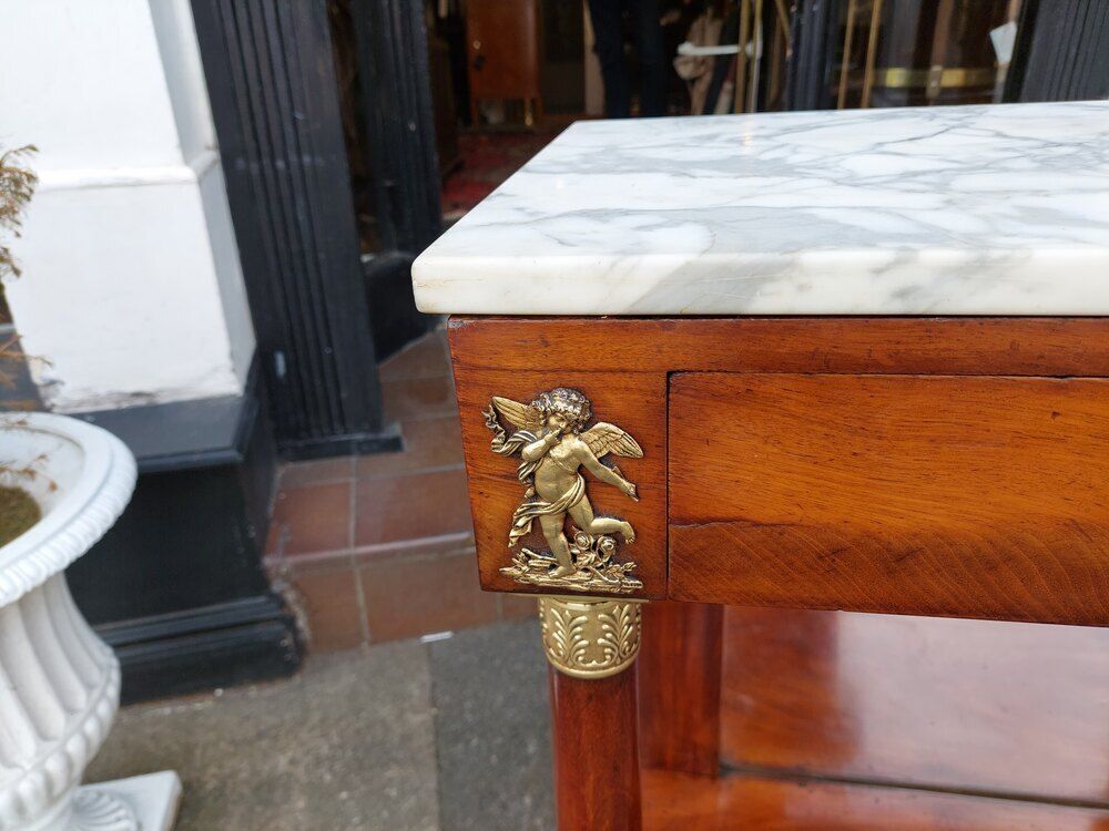 Early 20thc French Figured Mahogany Console Table photo 995.0