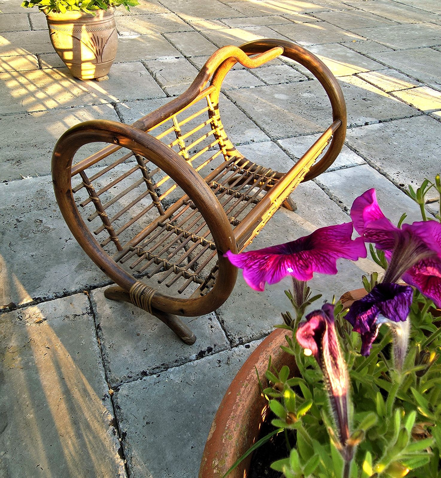 Unusual 1950's Circular Cane Magazine Rack photo Home Decor
