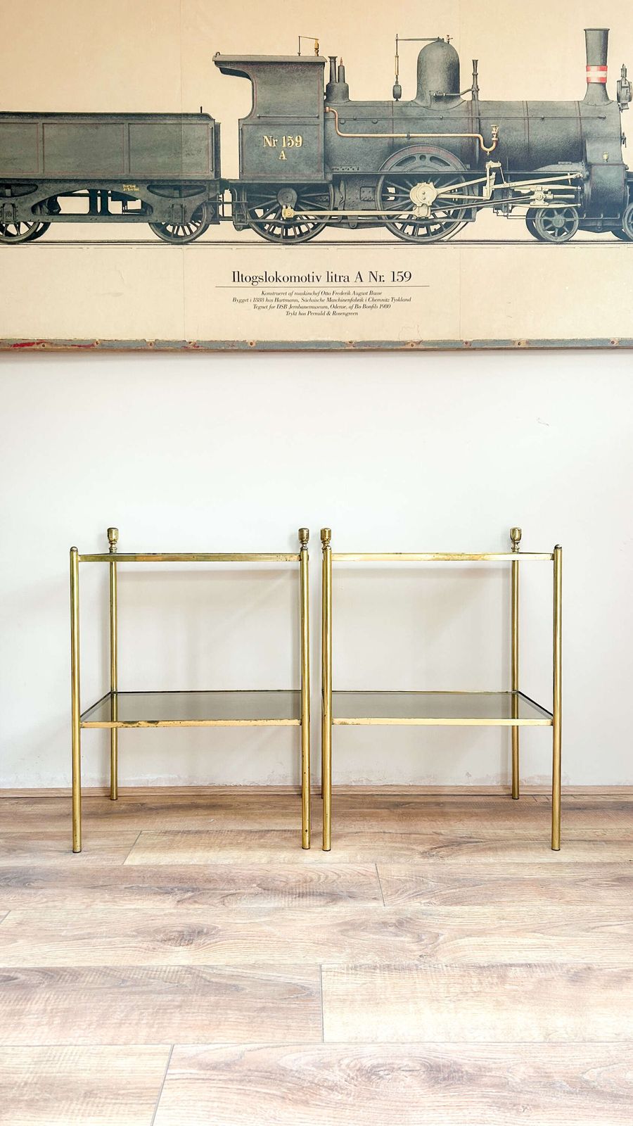 Pair Of Brass & Smoked Glass Side Tables | Bedside Tables photo vinterior