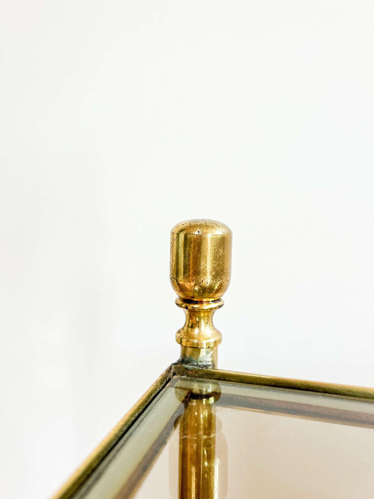 Pair Of Brass & Smoked Glass Side Tables | Bedside Tables photo buy