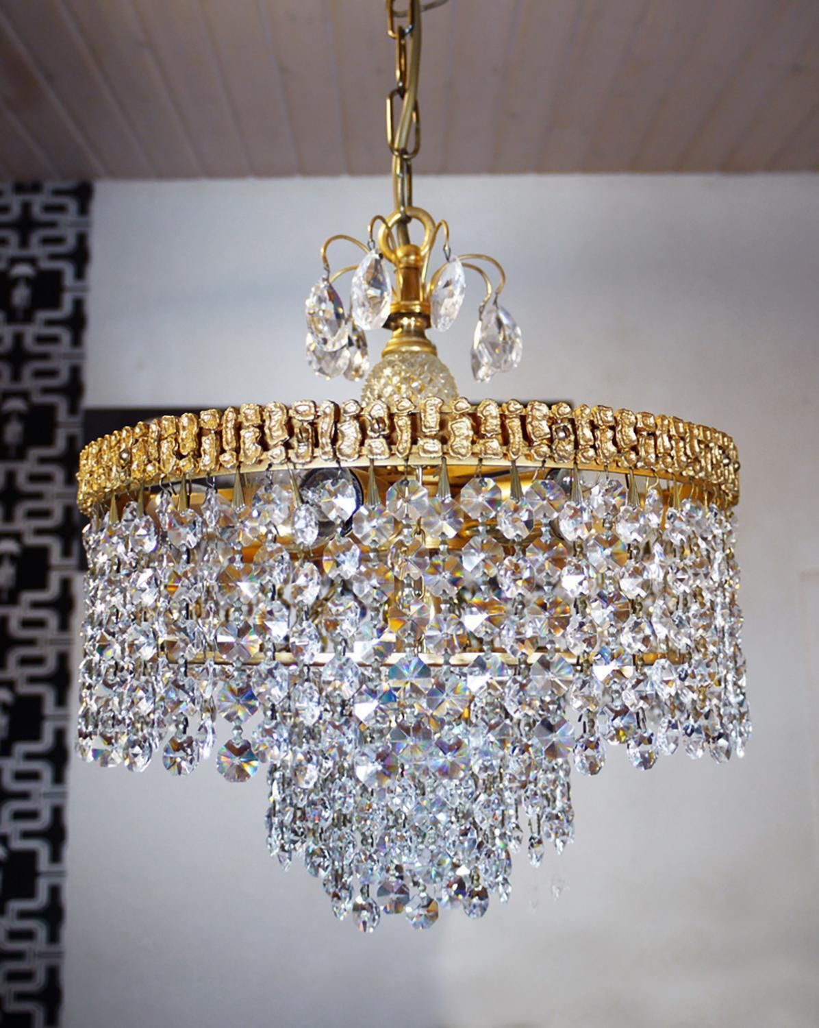 Palwa Bubbles Chandelier Crystal & Gilt Brass By Ernst Palme, Germany, 1960s photo 1986.0
