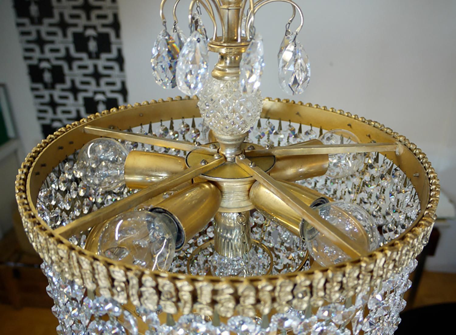 photo furniture Palwa Bubbles Chandelier Crystal & Gilt Brass By Ernst Palme, Germany, 1960s