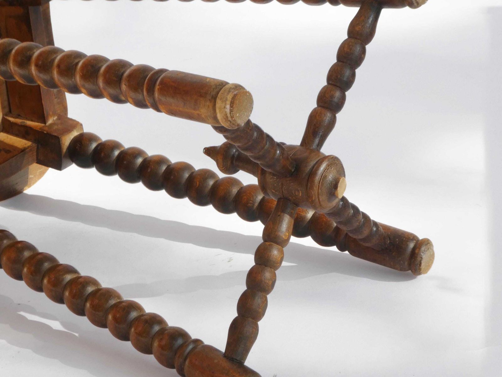 photo furniture Antique Square Wooden Bobbin Side Table, Barley Twist Stool, Vintage Rustic Plant Stand, Farmhouse Decor