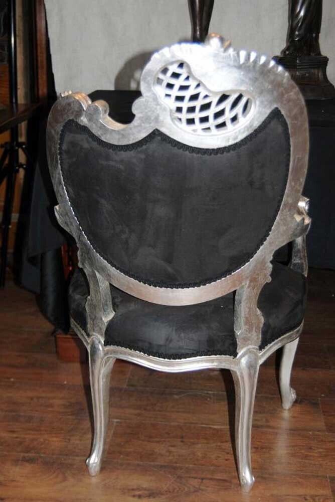 Pair Silver Rococo French Arm Chairs Fauteils Armchairs photo 1295.0