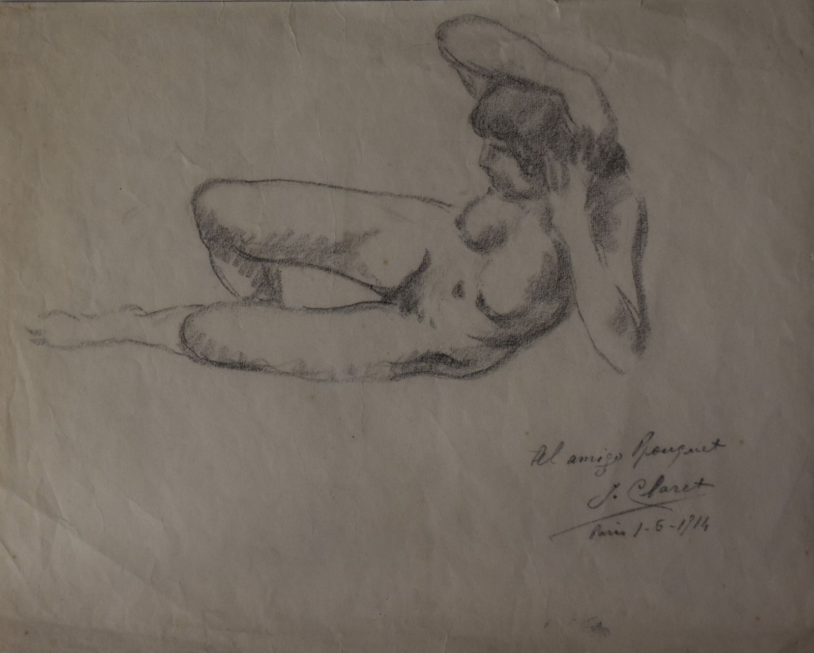 Joaquim Claret, Reclining Nude Woman (1914)   Claret Worked With Maillol photo for sale
