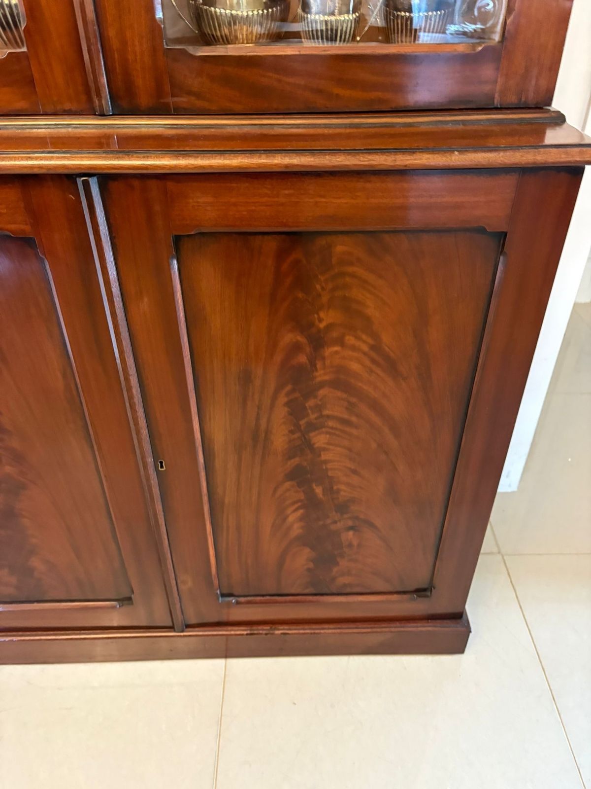 Antique 19th Century Quality Figured Mahogany Bookcase photo for sale