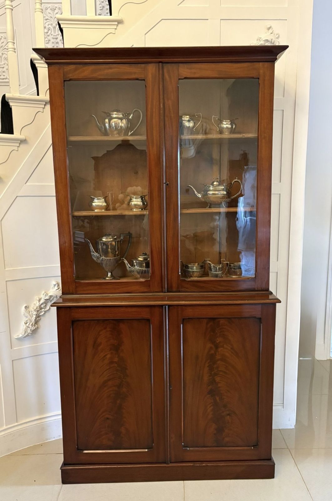 photo for sale Antique 19th Century Quality Figured Mahogany Bookcase