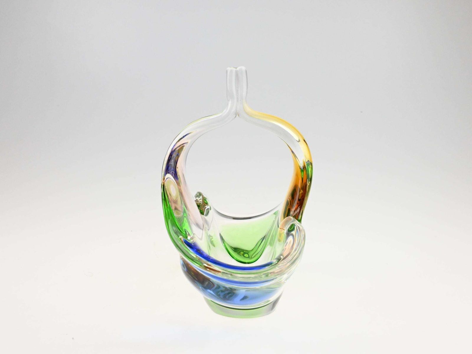Frantisek Zemek Mstisov Glass Basket, Art Glass, Czech Glass, Vintage Glass, Vintage Glass Basket, Glass Baskets, Handmade Glass, Vintage photo buy