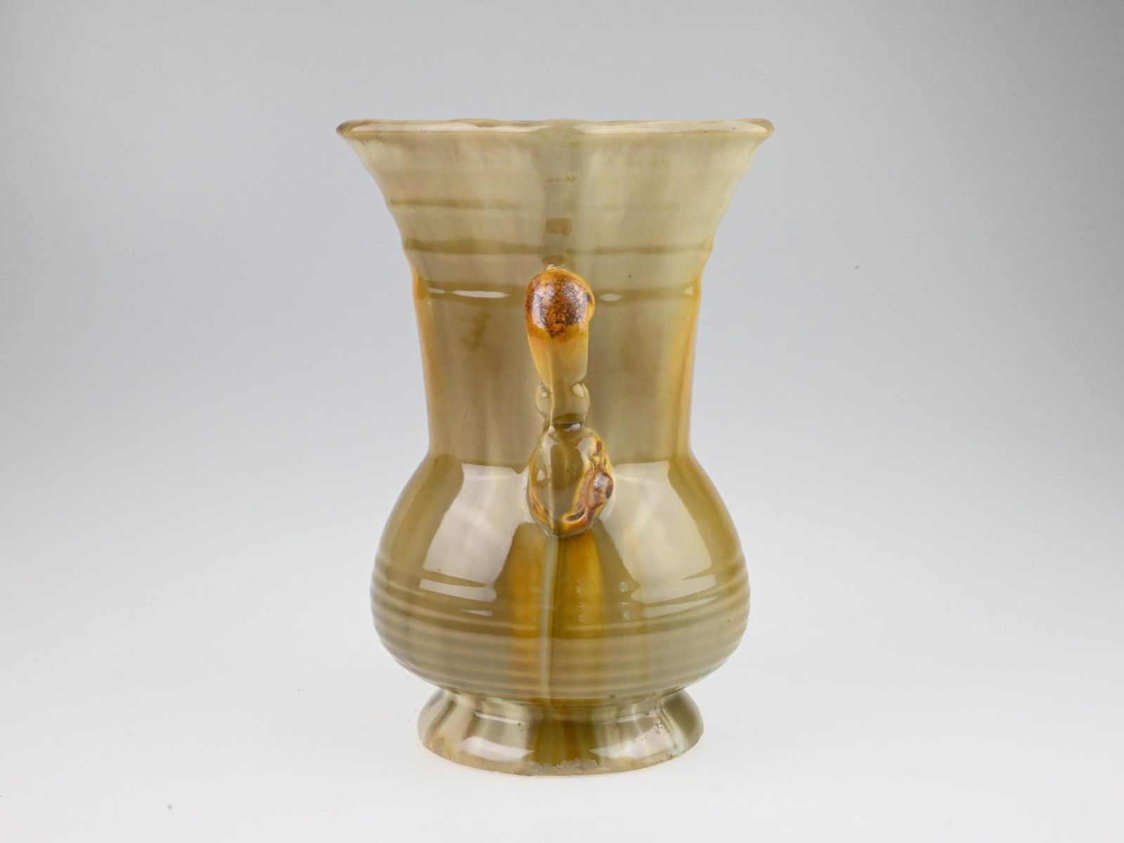 Antique German Art Deco Ceramic Vase, German Pottery, Ceramic Flower Vase, Brown Ceramic Vase, Ceramic Vase, Art Deco Vase, Old Vase photo for sale