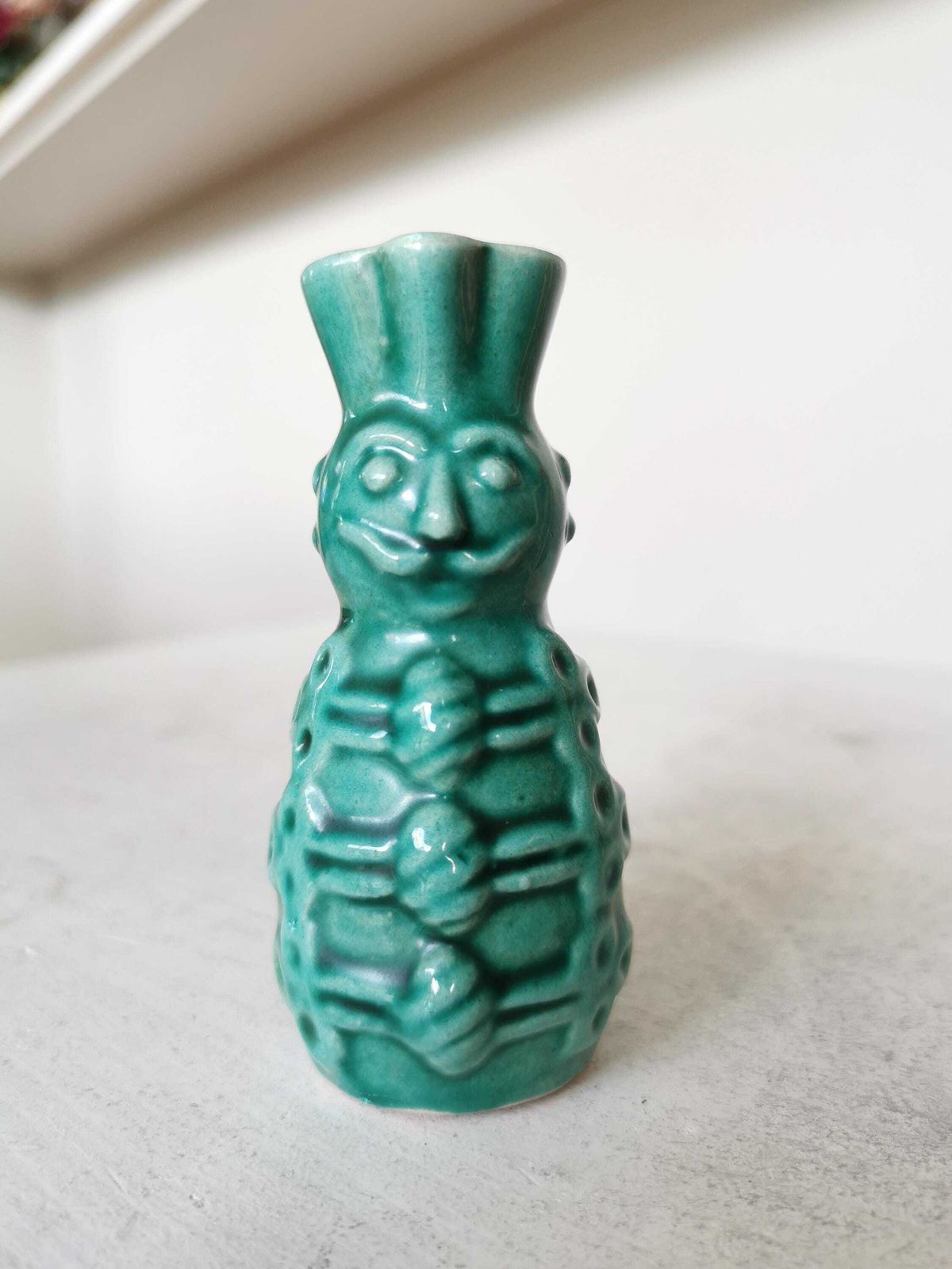 Miniature Sculptural Ceramic Vase 3.3 " / Turquoise Glaze / Miska Kancso Style / 1970s / Retro Home Decor / Hungarian Folk Art photo Home Decor