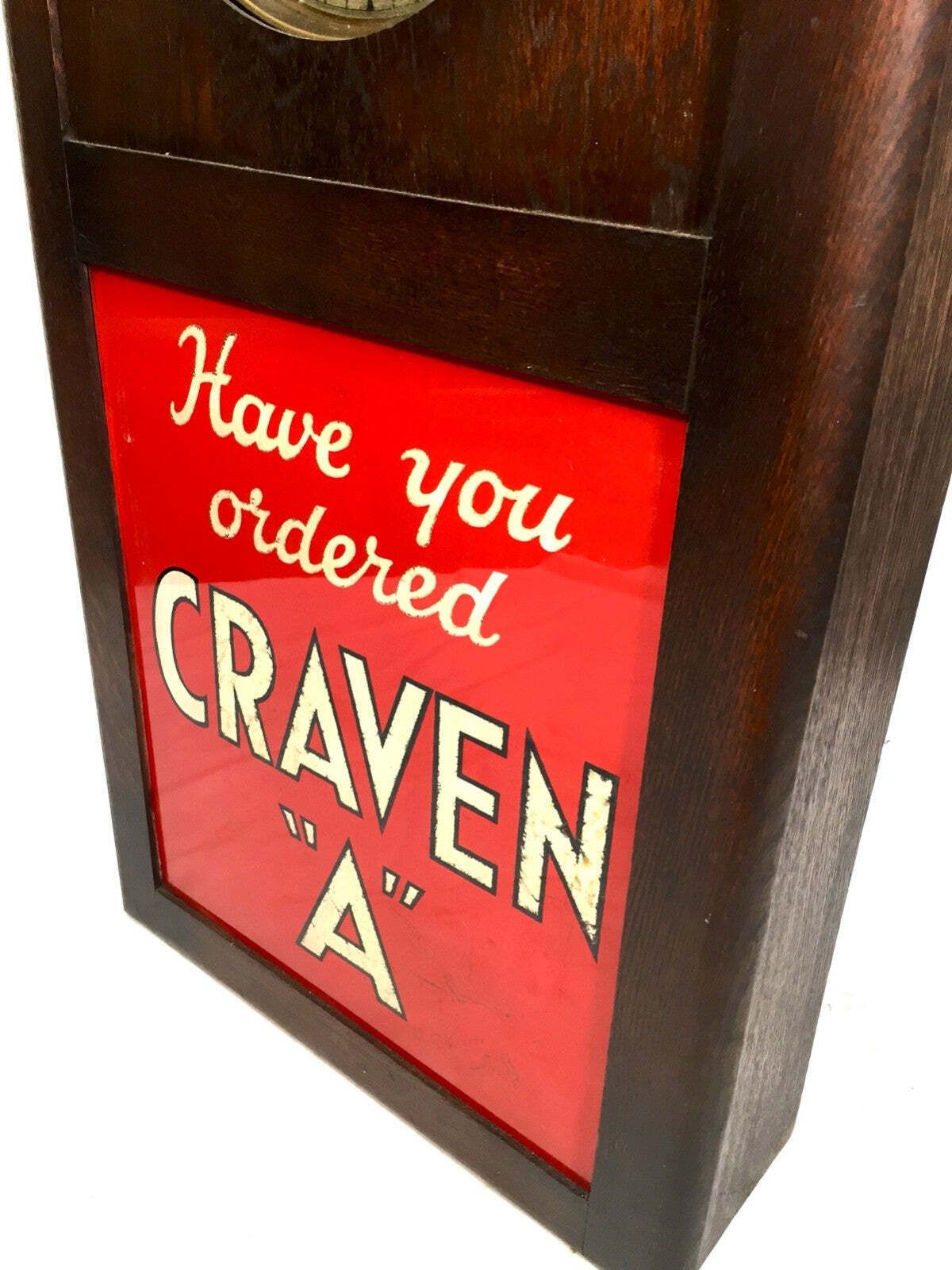 Antique Advertising Large Craven A Tobacco / Cigarettes Clock & Sign C.1940 photo 725.0