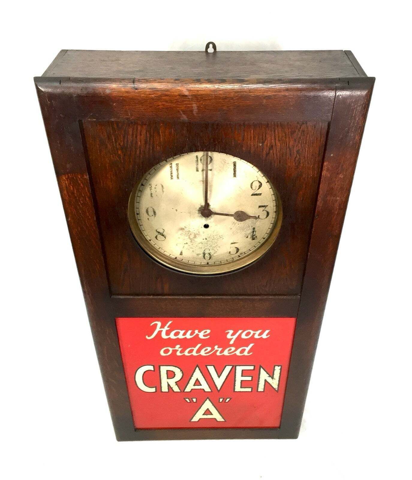 Antique Advertising Large Craven A Tobacco / Cigarettes Clock & Sign C.1940 photo vinterior