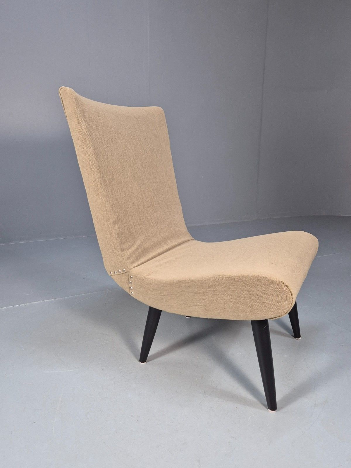 Vintage Scoop Chair Jens Risom Style Khaki Green Fabric Danish Eb9533 Mnor photo Furniture