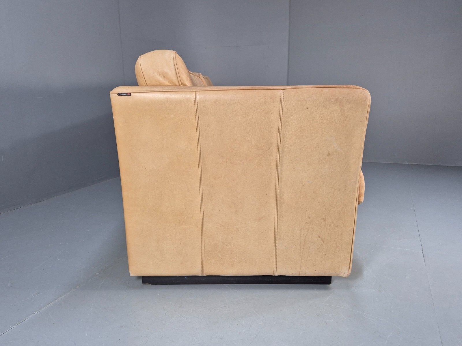 photo vinterior Vintage Skalma Three Seater Tan Leather Sofa Retro Danish Eb10164 M3ss