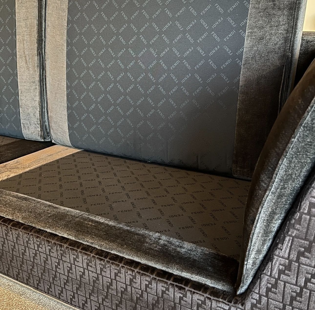 Stunning Fendi Casa Prestige 3 4 Seater Sofa, With Rare Ff Monogram   Cost £25k photo 3000.0
