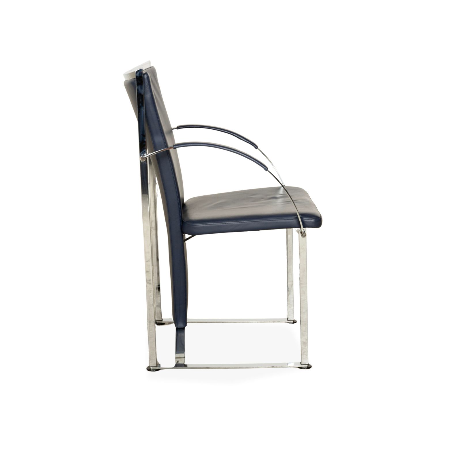Lot de 6 chaises Ronald Schmitt en cuir bleu photo vintage