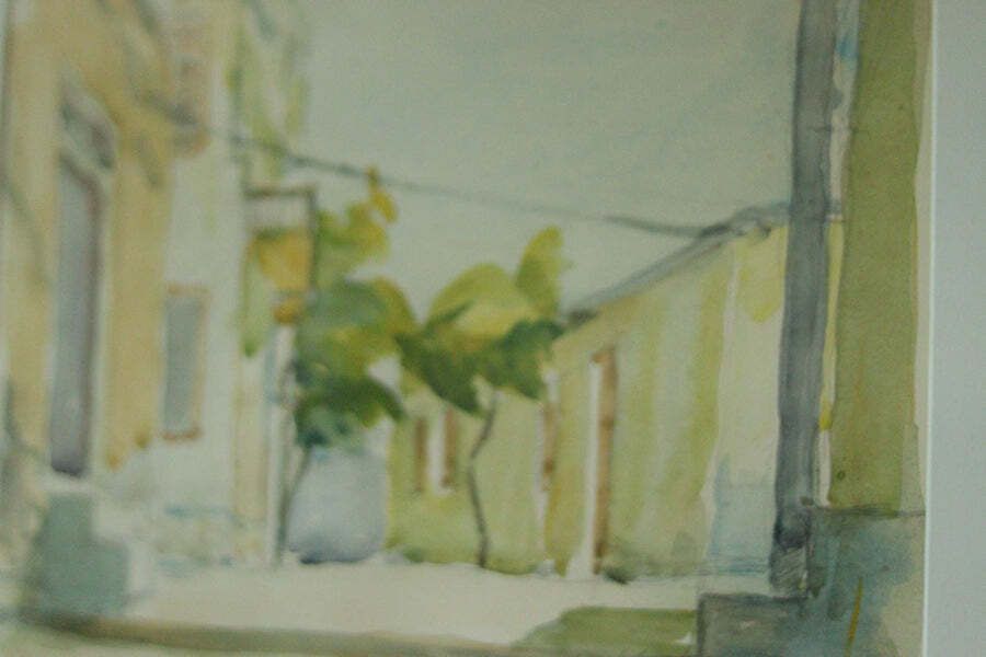 Original Swedish Street Scene Painting "Street" By H. Blomberg – Vintage & Framed | 46 × 36 Cm / 18.1 × 14.2 In photo vinterior