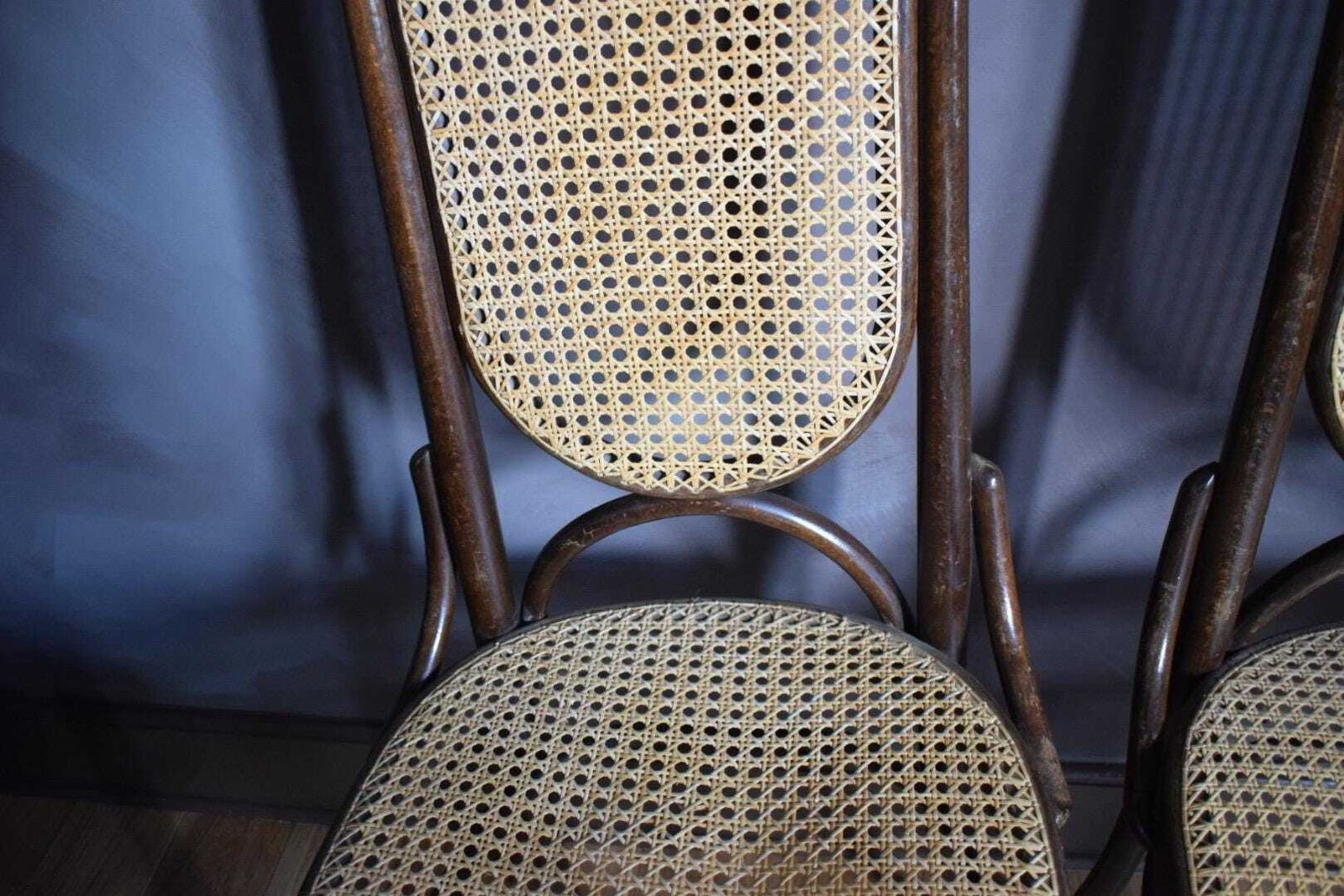 Vintage Pair Of Thonet Style Bentwood And Cane Chairs photo vintage