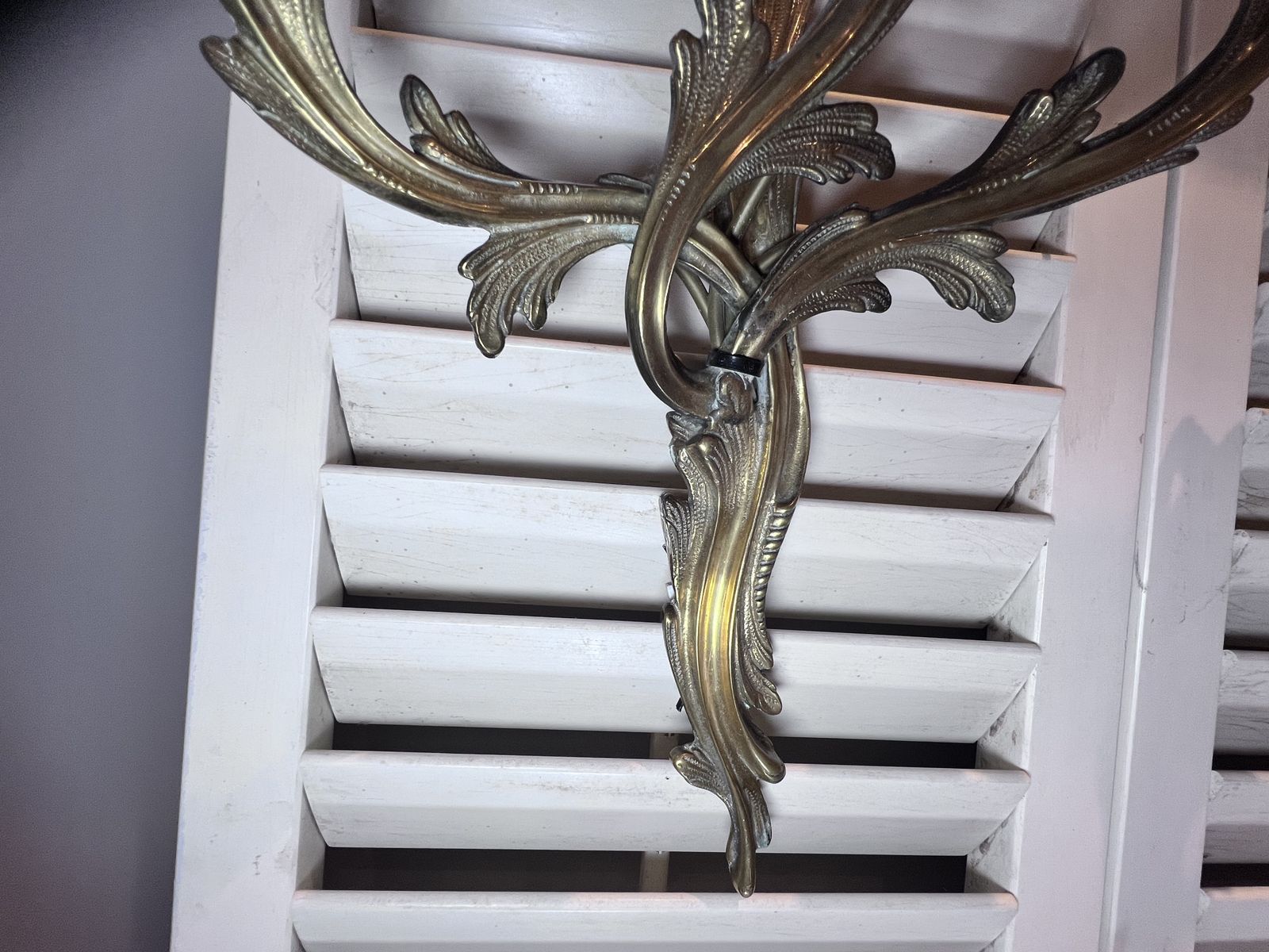 A Pair Of  French Triple Arm Gilded Antique Brass Wall Lights photo Lighting