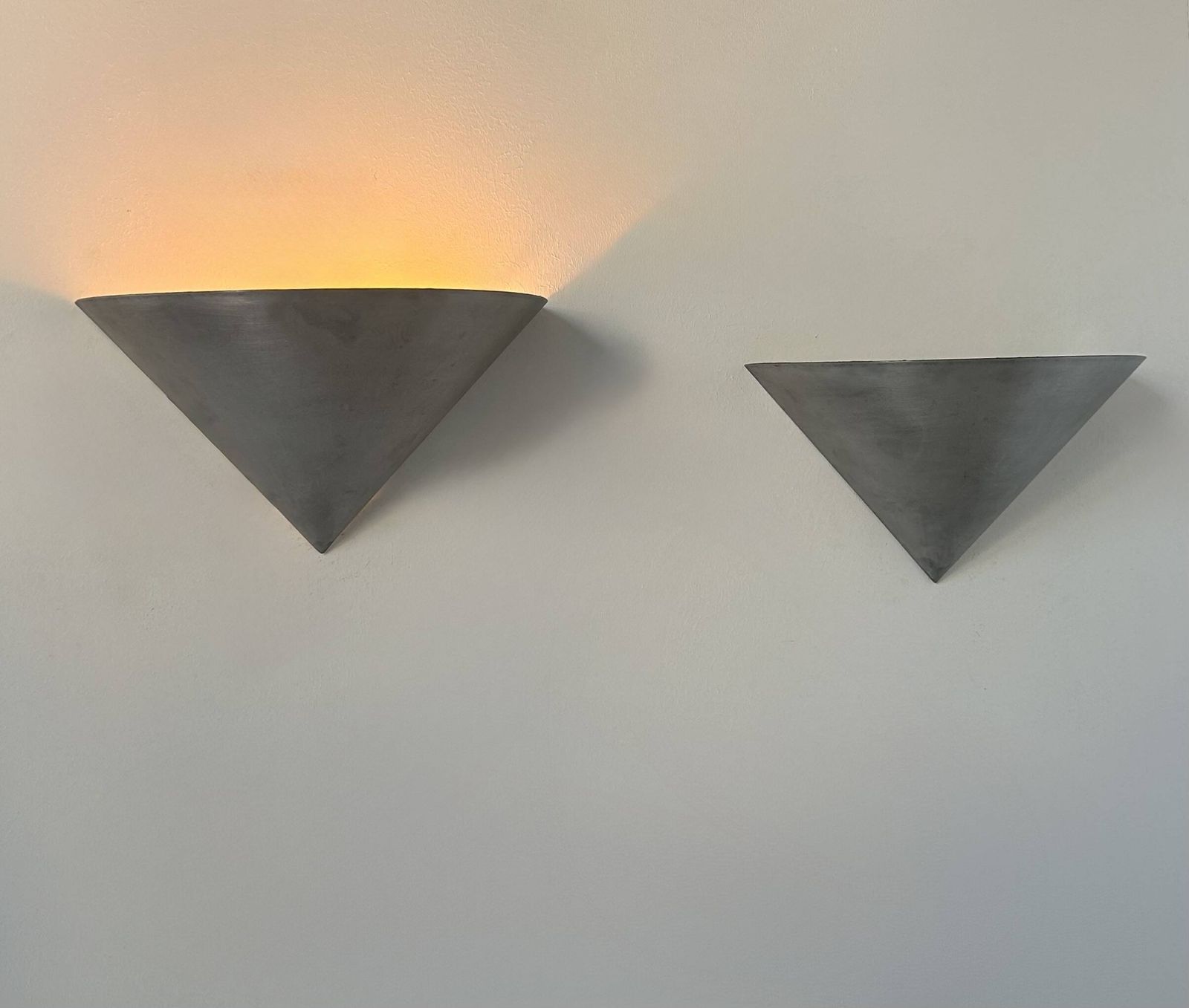 Pair Of Vintage Conical Wall Lights, Brushed Metal, France 1970. photo buy