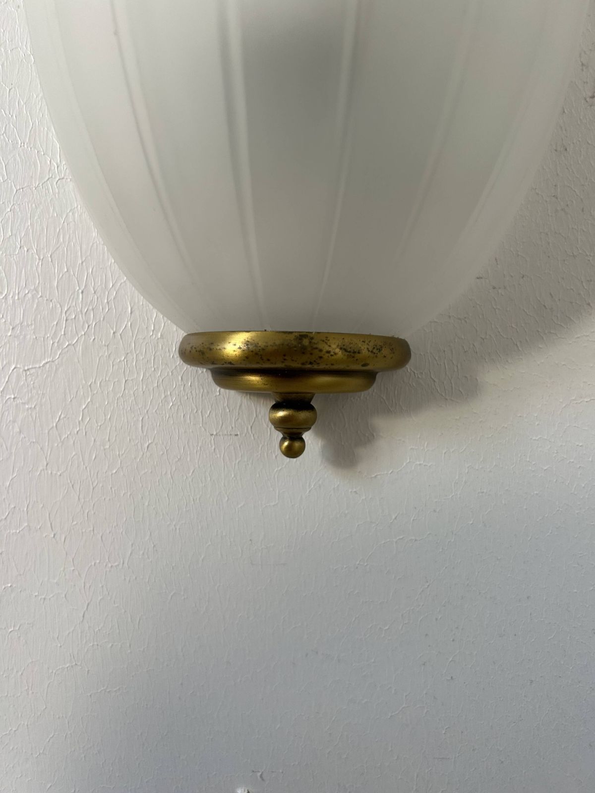 Pair Of Vintage Wall Lights, Brass And Sandblasted Glass, France 1970 photo for sale