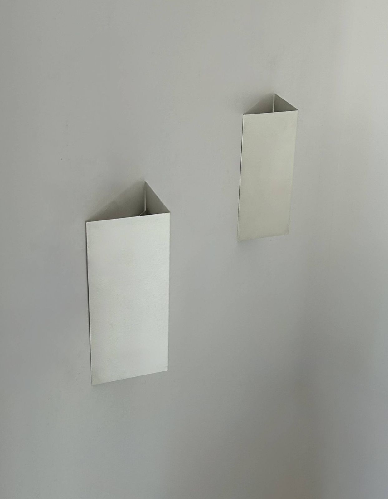 Pair Of Vintage Wall Lights, Matte White Metal, France 1970. photo Lighting