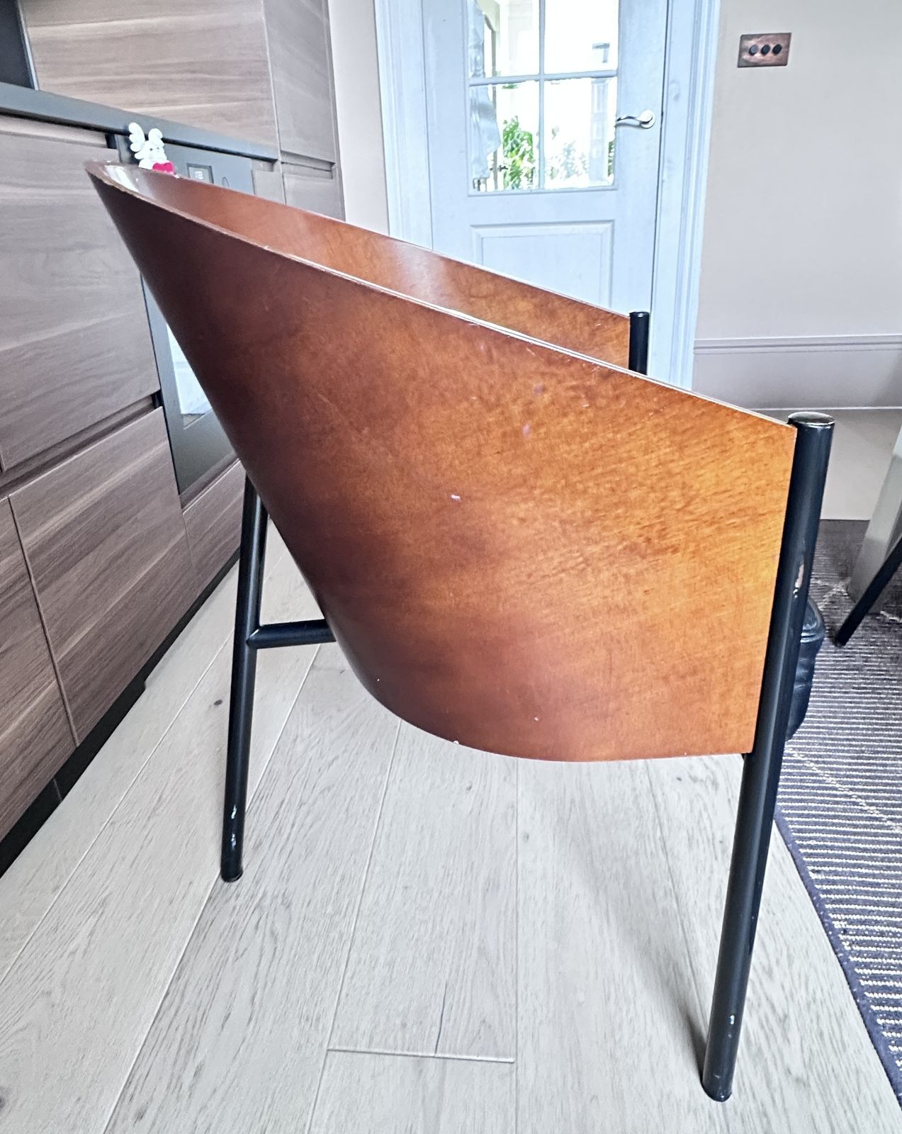 Set Of 2 Phillippe Starck Wood & Leather Chairs For Costes Café Paris photo Furniture