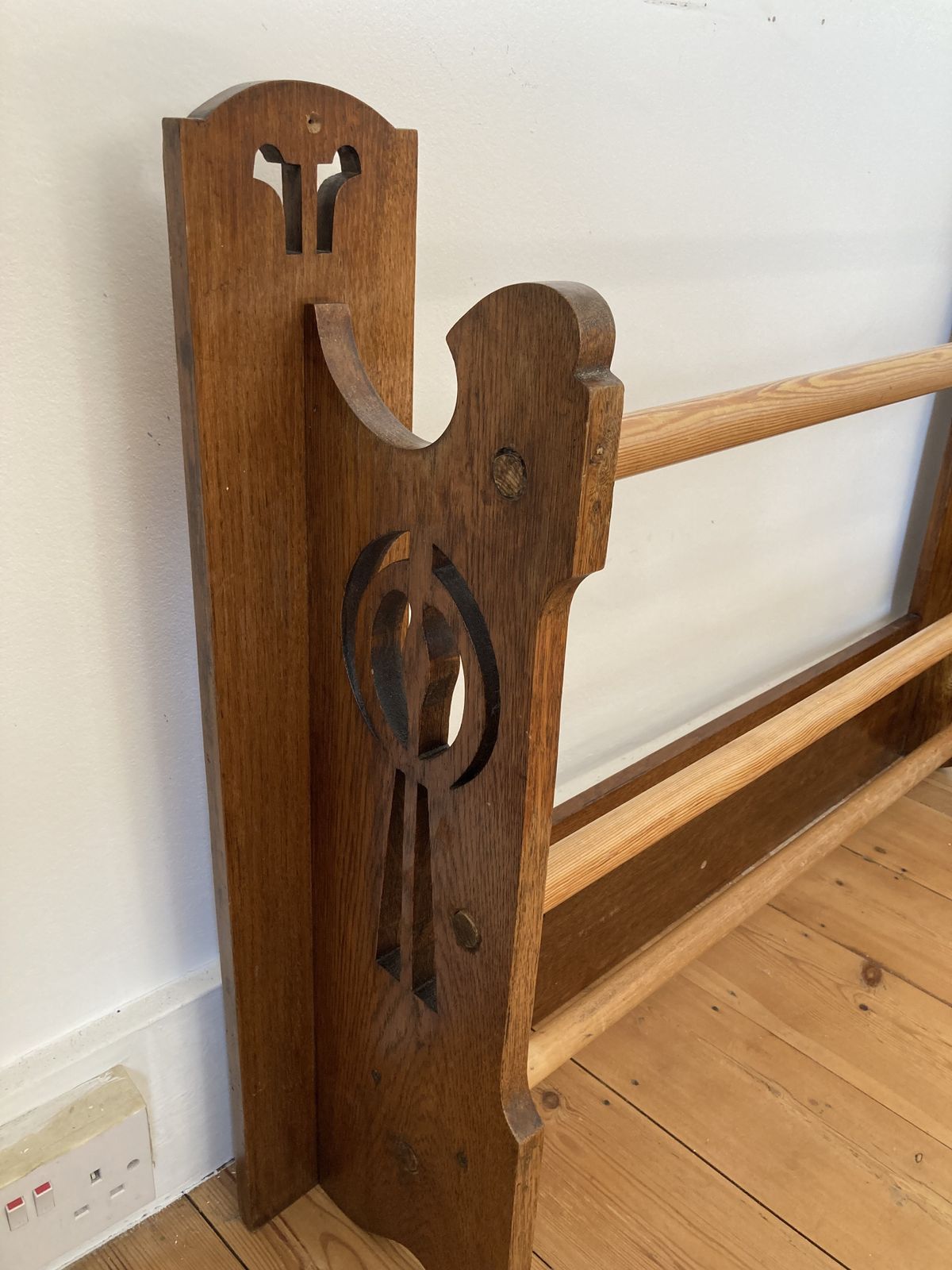Arts And Crafts Oak Towel Rail photo for sale