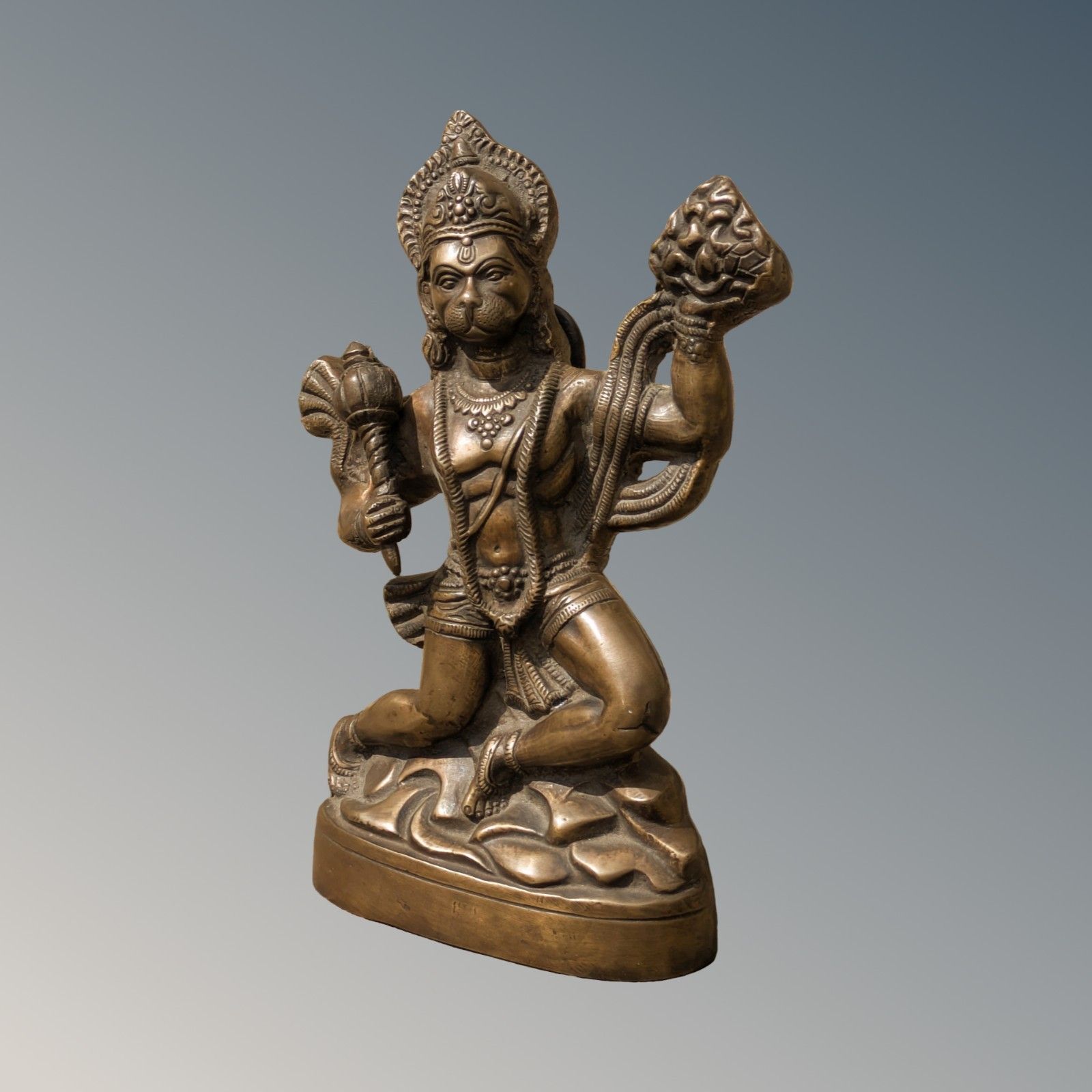 Antique Bronze Statue Hanuman With Sanjivani Parvat photo furniture