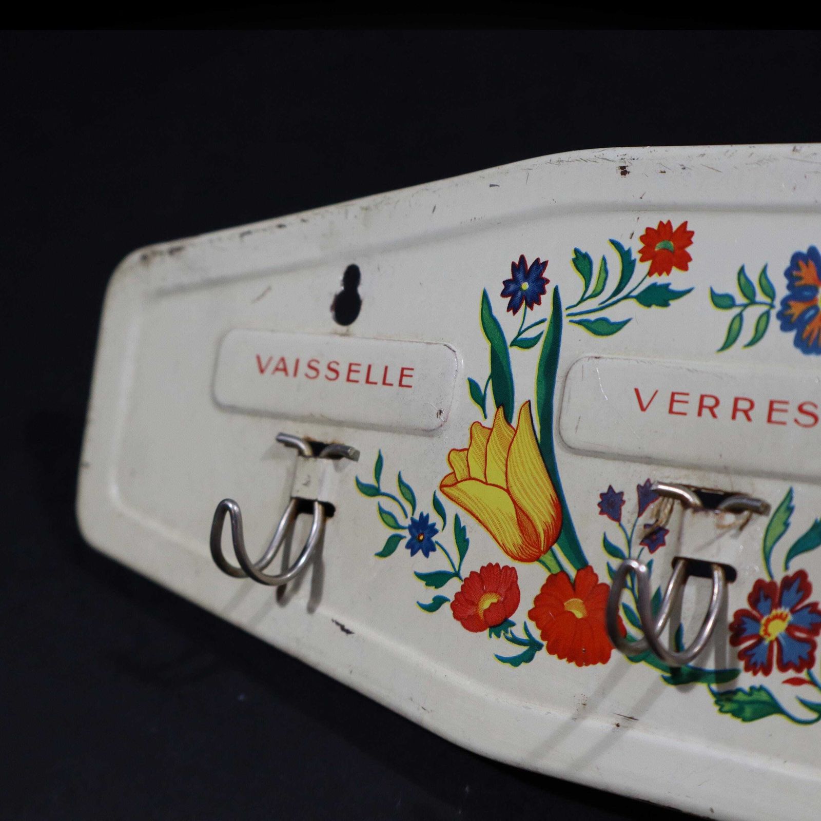 Art Deco French Tea Towel Hooks  Metal With Spring Flowers photo for sale