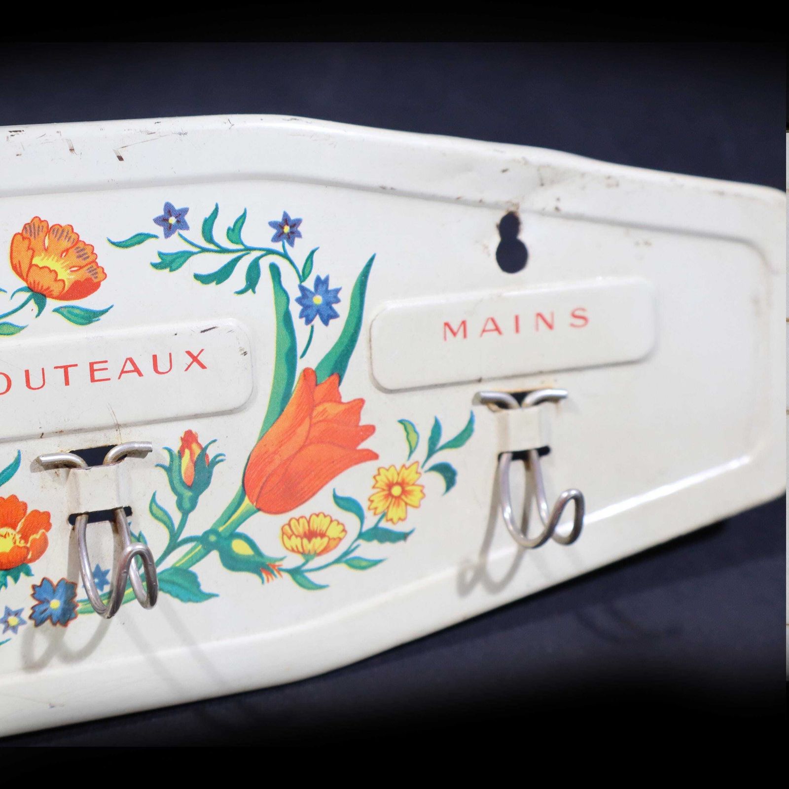 Art Deco French Tea Towel Hooks  Metal With Spring Flowers photo Home Decor