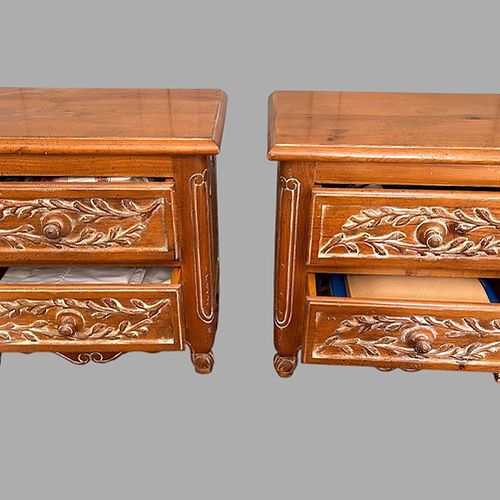 Pair Of Mid Century Spanish Carved Pine Bedside Chests photo furniture