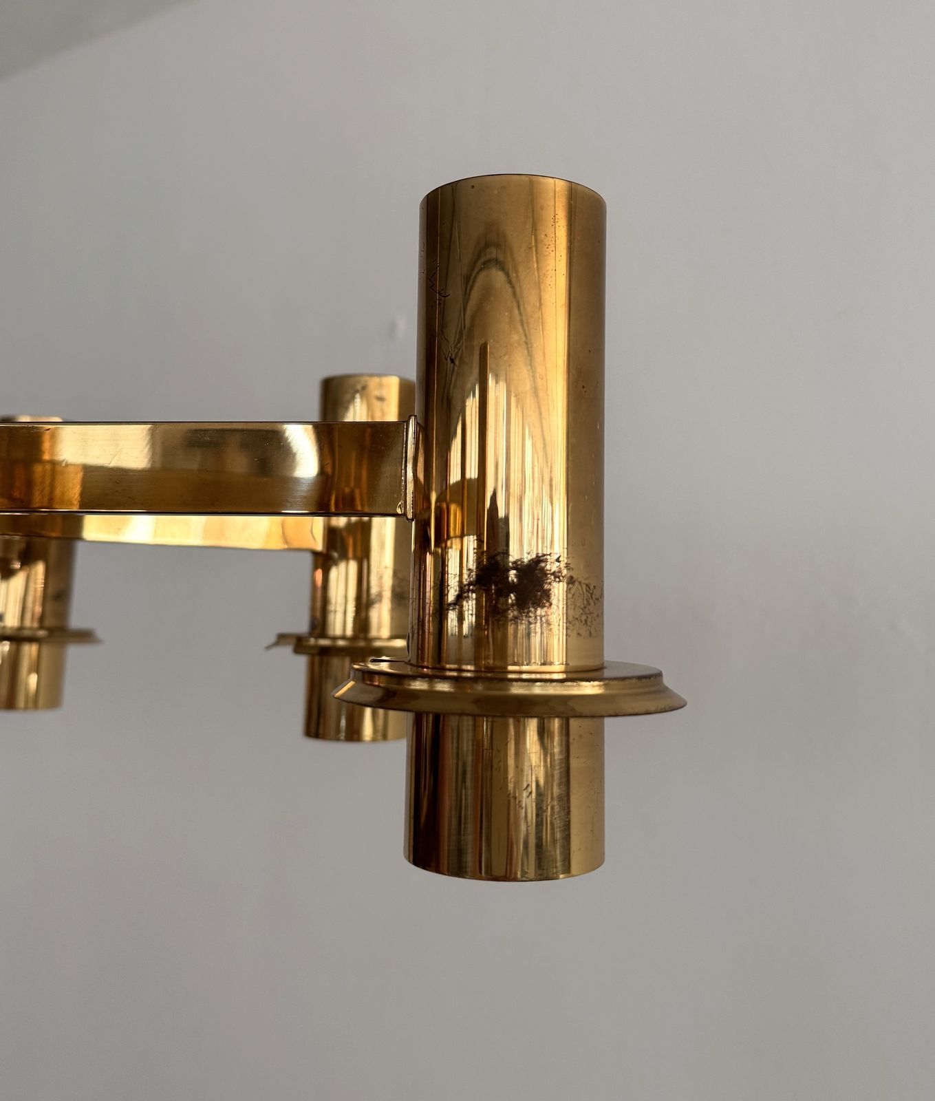 2150.0 Hans Agne Jakobsson Midcentury Brass And Eight Light Glass Globes Chandelier photo