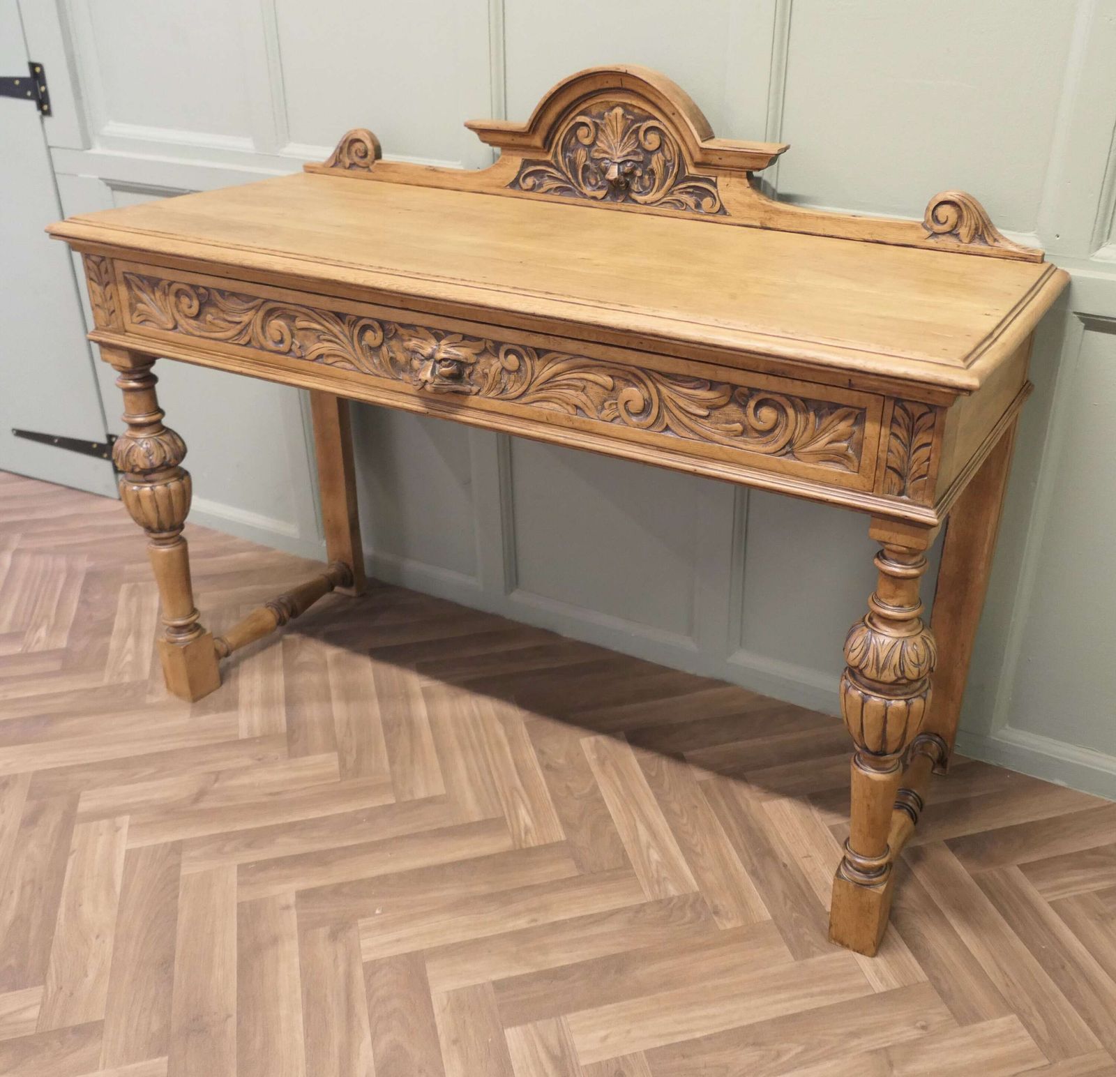 Green Man Carved Golden Oak Hall Table photo 1500.0