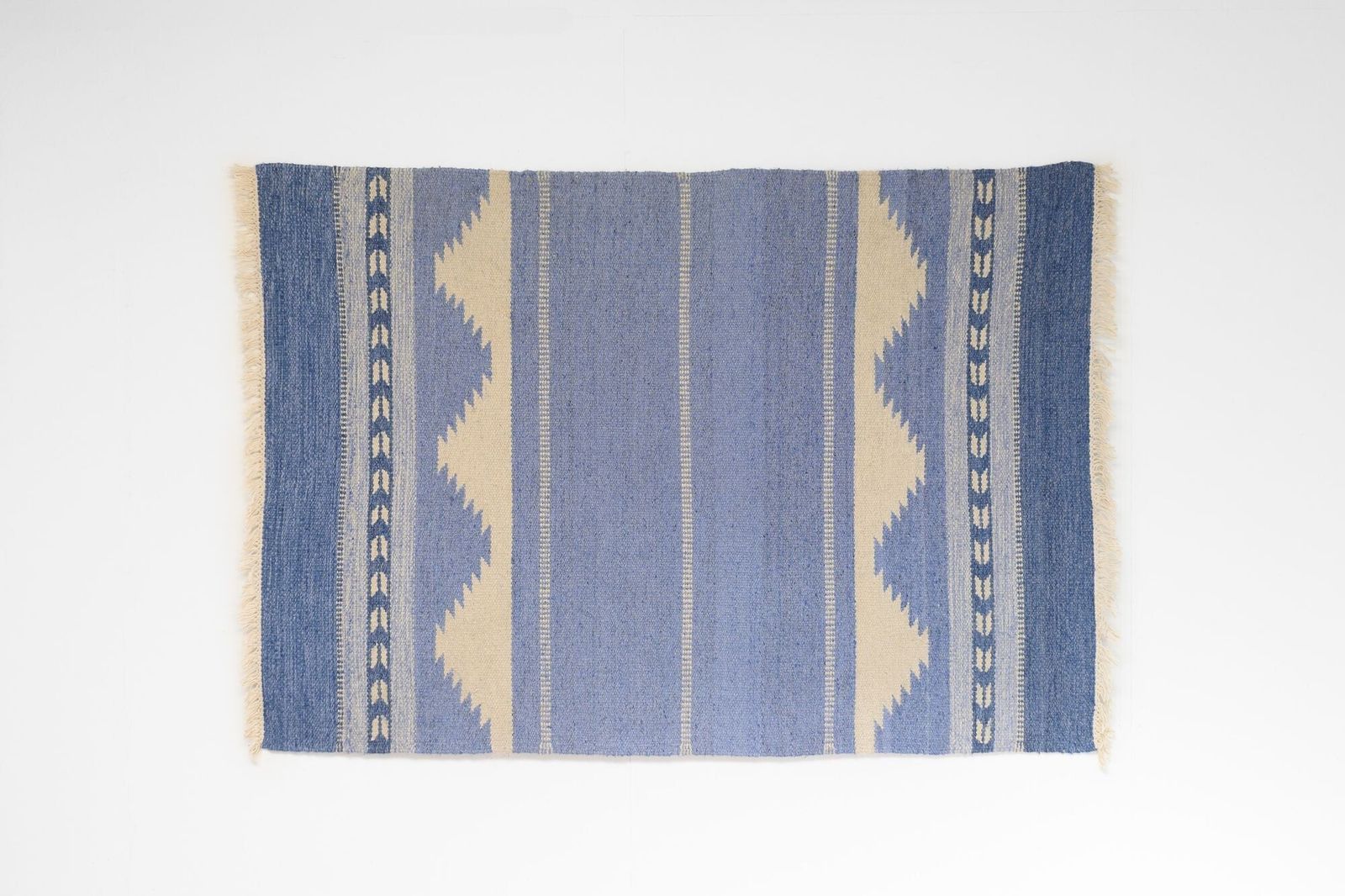 Mid Century Swedish Kilim In Dark Blue Tones photo furniture