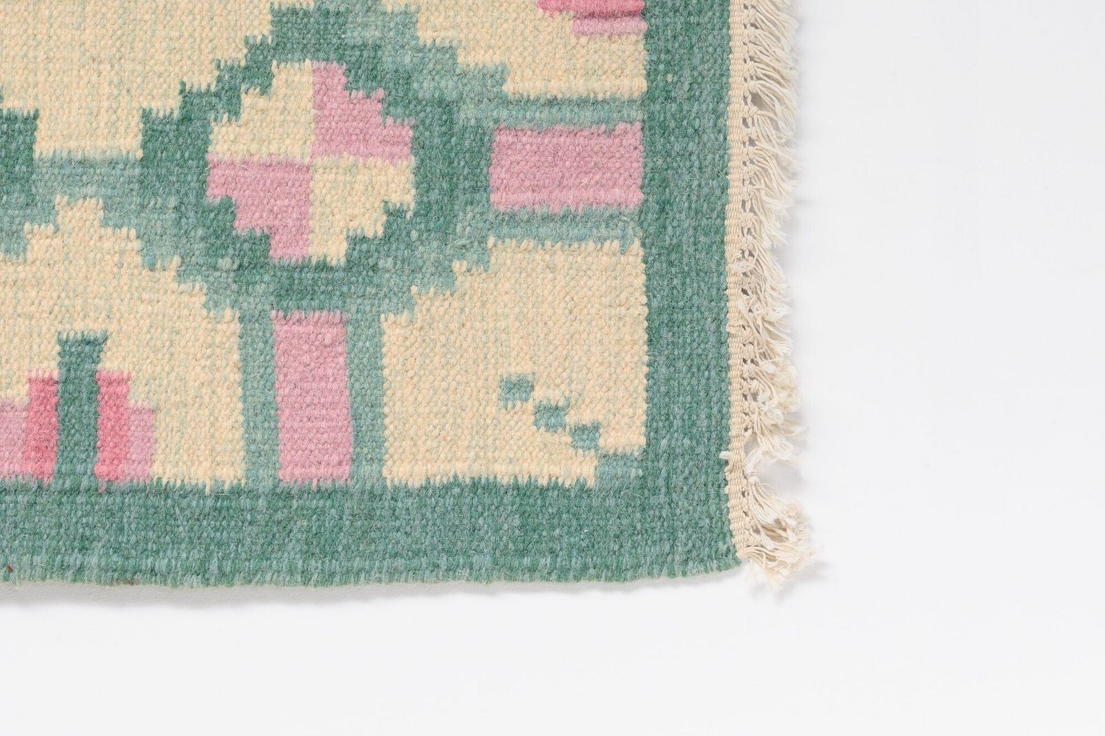 Mid Century Swedish Kilim In Tones Of Green And Pink photo 980.0