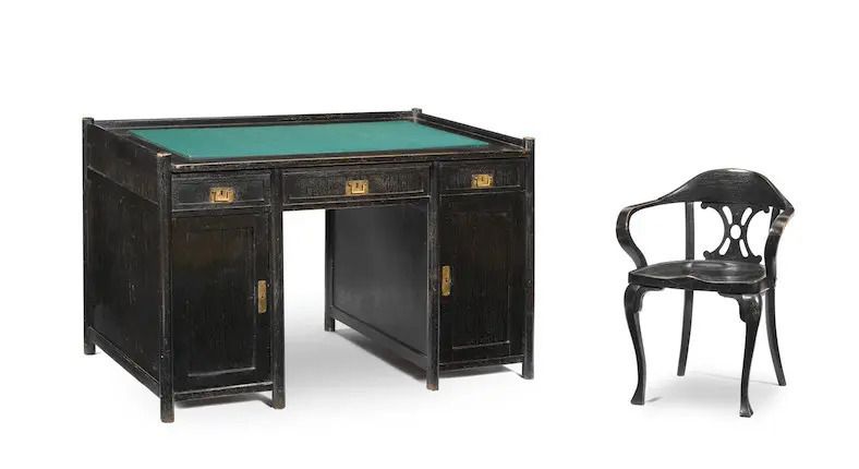 An Ebonised Twin Pedestal Desk Suite By Jacob & Josef Kohn