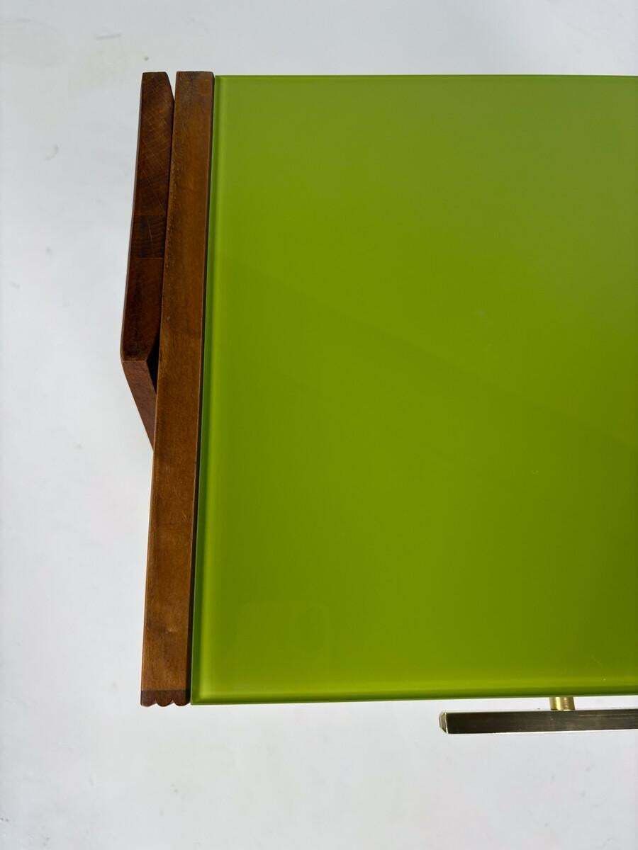 Contemporary Pair Of Green Nightstands, Wood And Glass, Italy photo 2794.0