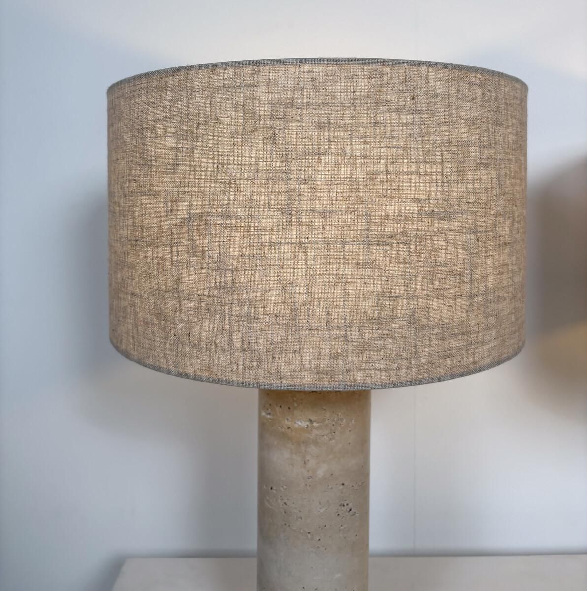 Pair Of Contemporary Table Lamps, Travertine, Italy photo furniture