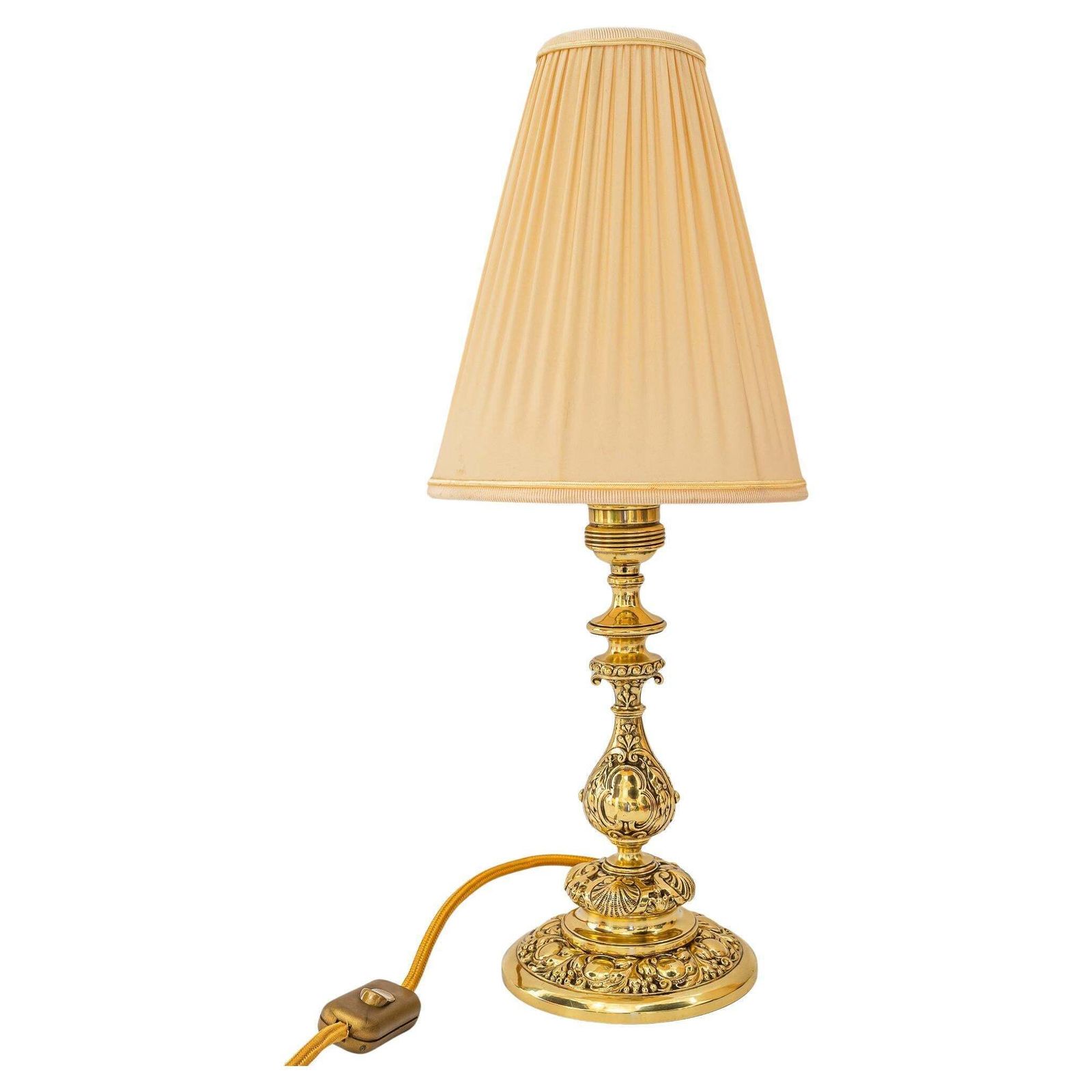 Historistic Table Lamp With Original Cut Glass Shade Vienna Around 1890s