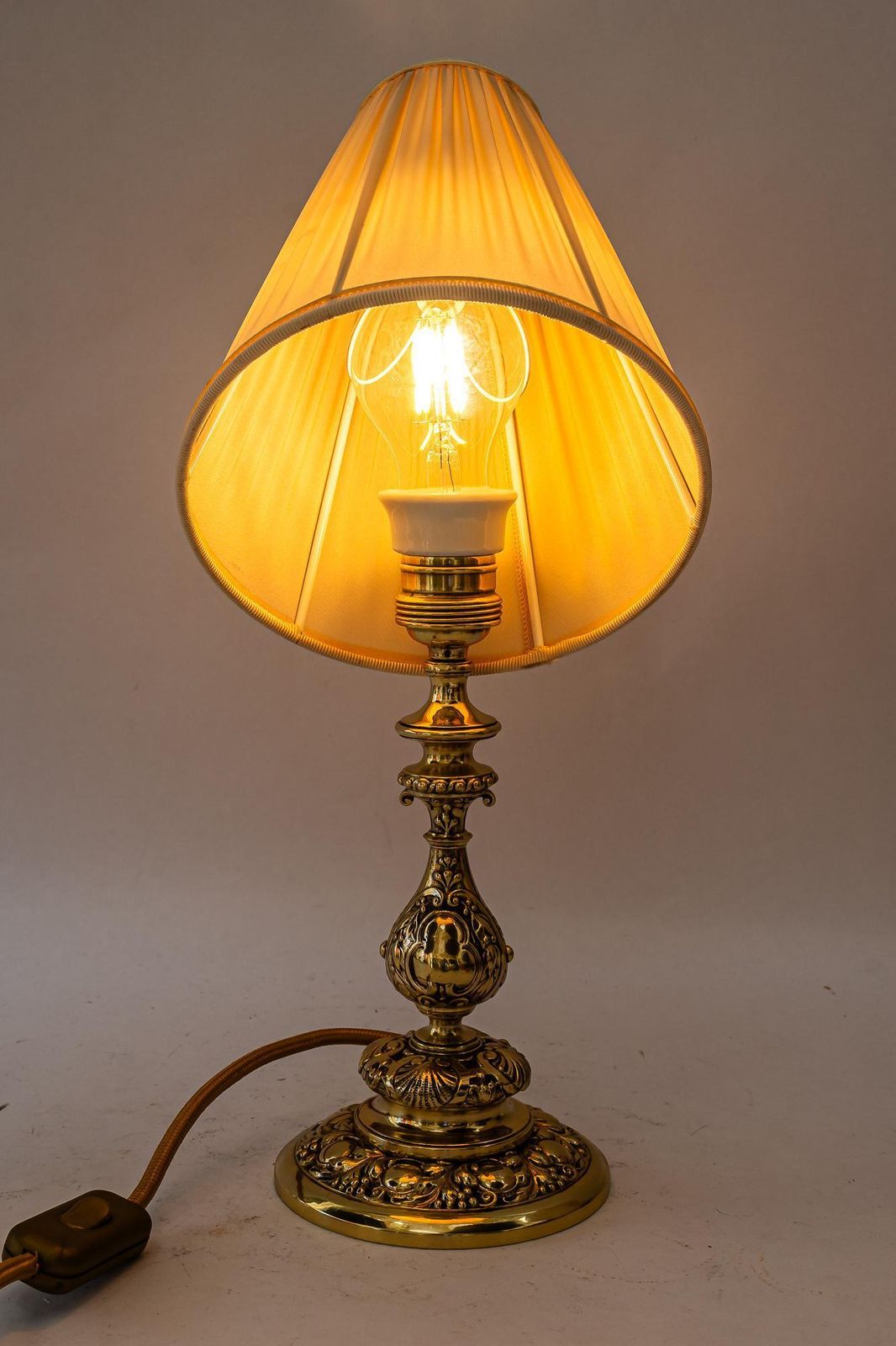345.0 Historistic Table Lamp With Original Cut Glass Shade Vienna Around 1890s photo