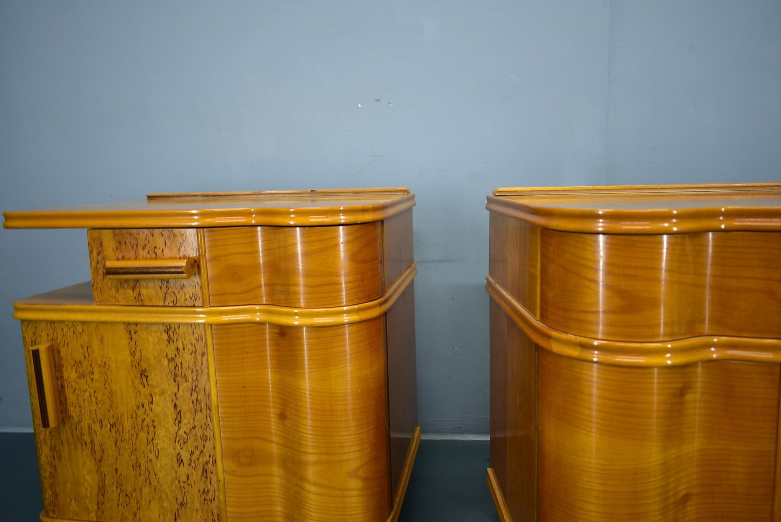 photo for sale 1939s Pair Of Art Deco Bedside Tables, Czechoslovakia