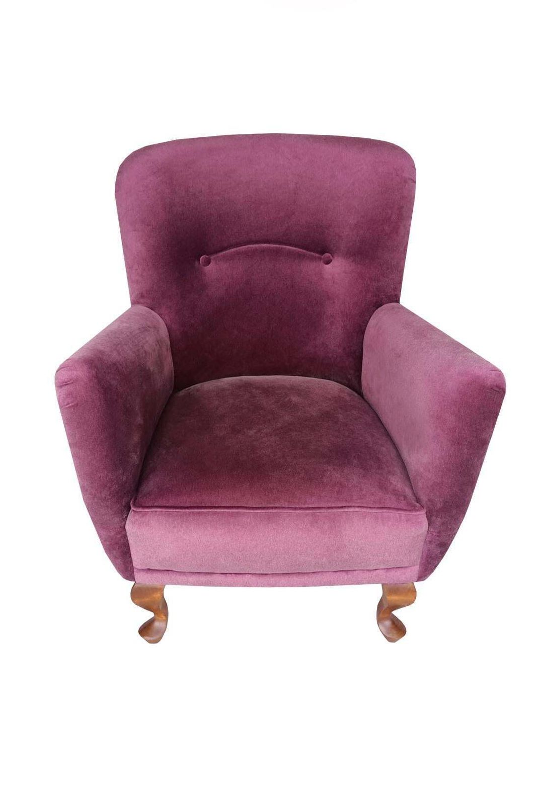 Paar Vintage Grote Fauteuils, Bordeauxrood Pruimenkleurig Fluweel, Europa, Ca. Jaren 1960 photo for sale