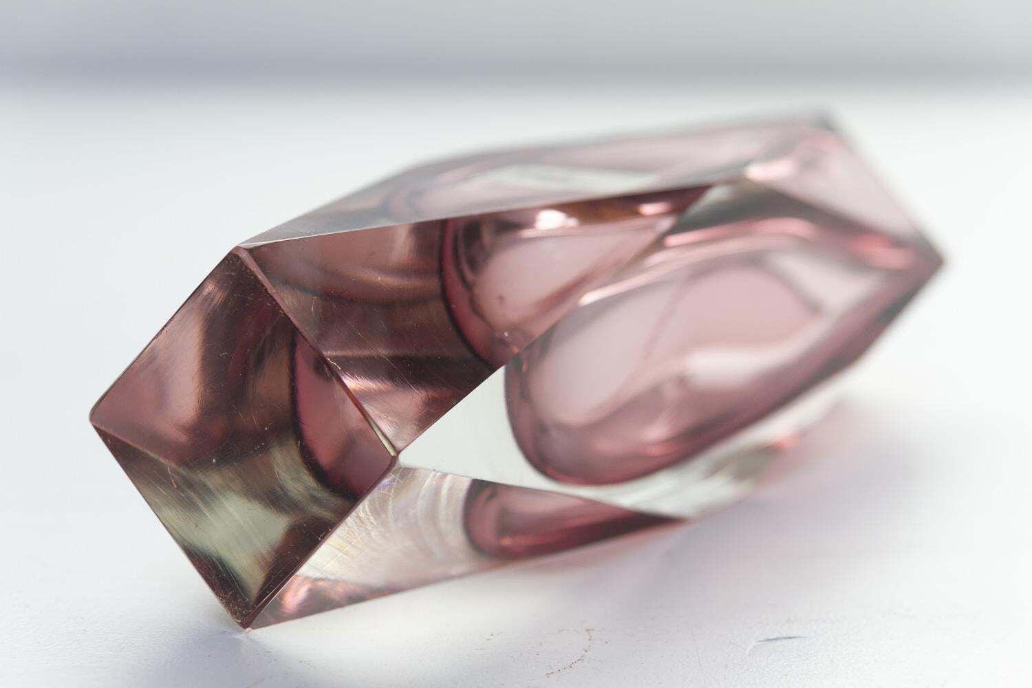 Italian Murano Thick Faceted Sommerso Glass Vase, 1970s. photo 132.0