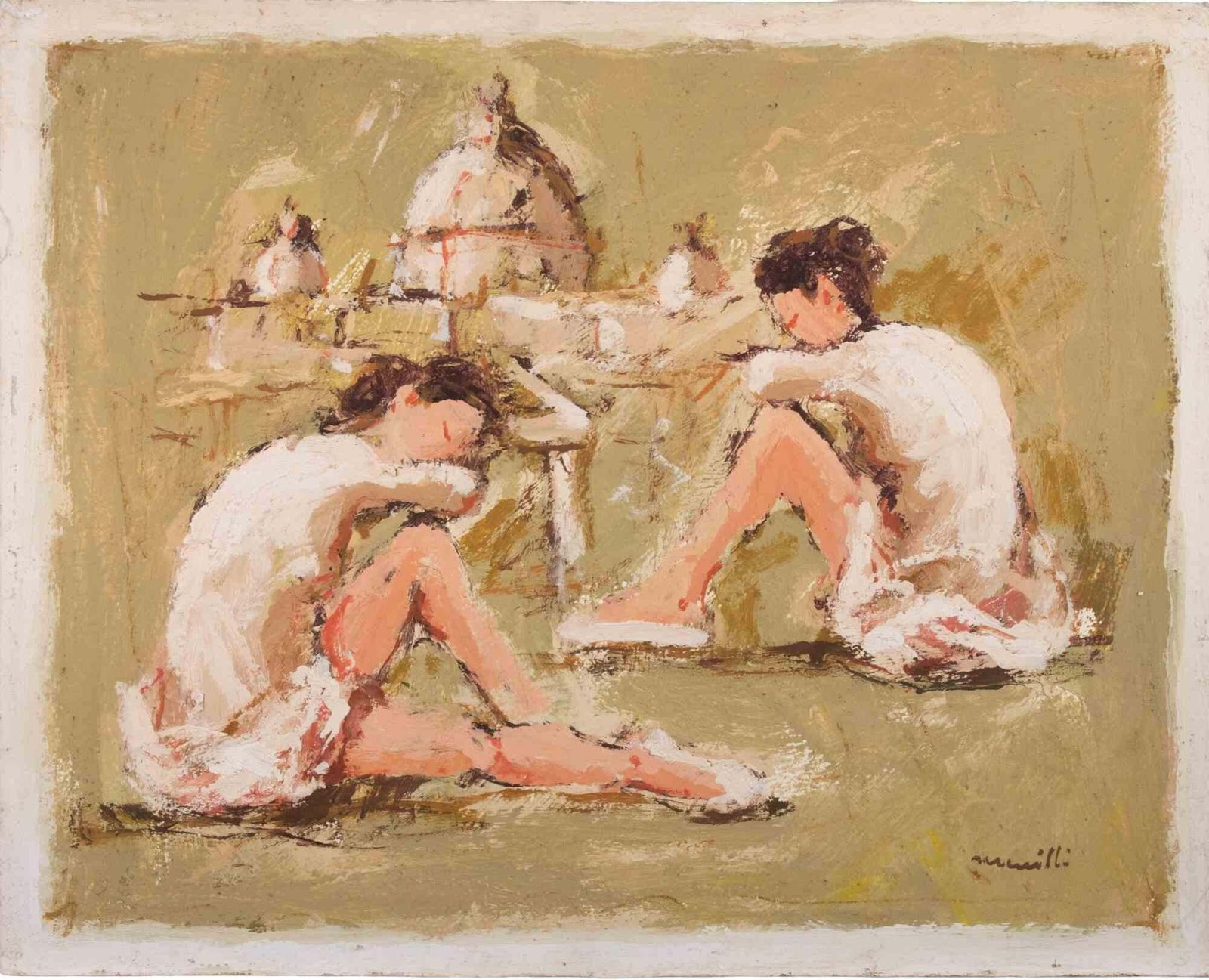 Franco Marzilliballerinas  With Saint Peter (Rome) On The Background By Franco Marzilli   1970s1970s photo furniture
