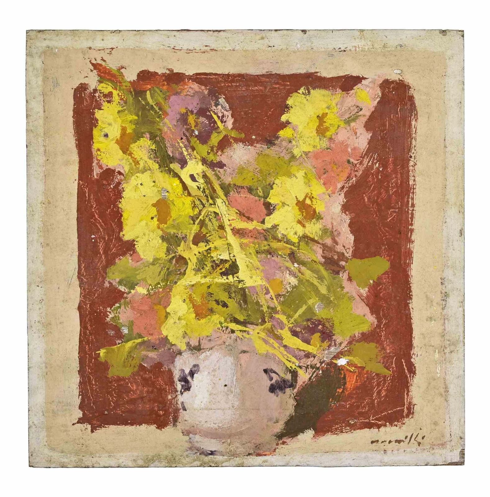 Franco Marzillistill Life   Oil Painting By Franco Marzilli   1970s1970s