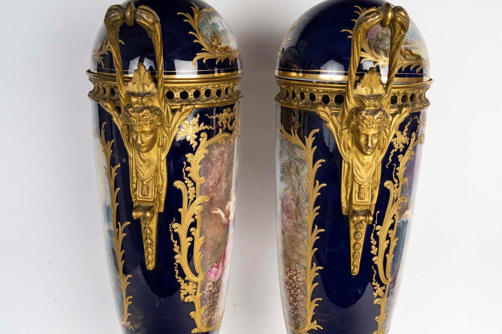 Pair Of Covered Vases In Sèvres Porcelain, Napoleon III Period, 19th Century. photo Home Decor