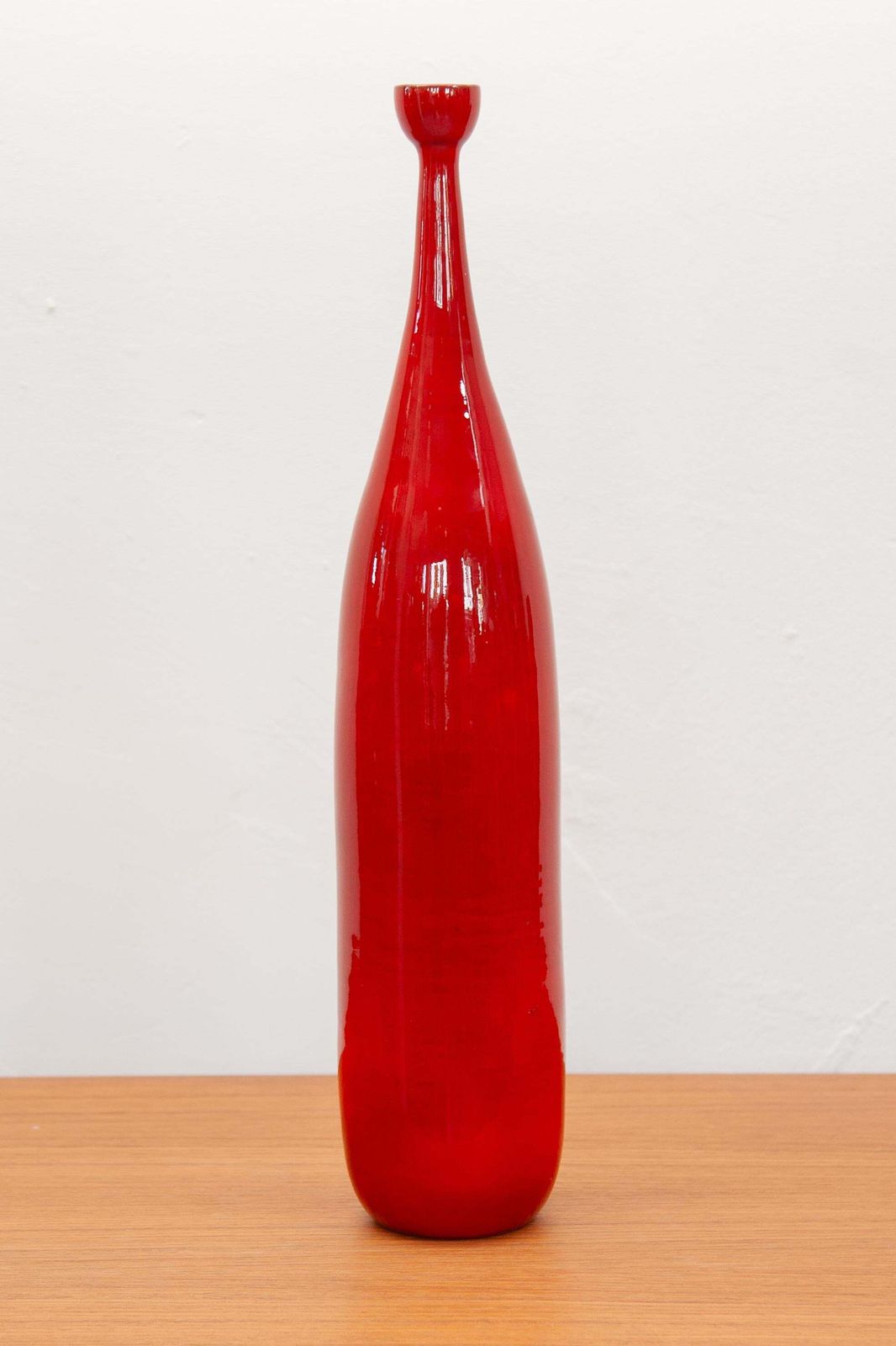 Red Glazed Ceramic Vase Designed By Amphora, Belgium photo vinterior