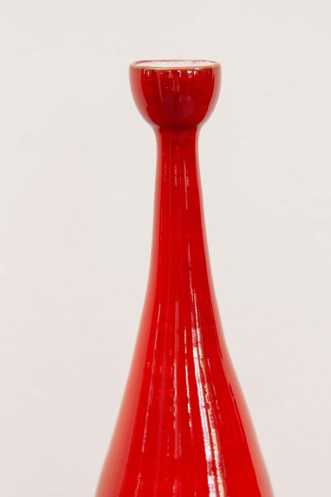 Red Glazed Ceramic Vase Designed By Amphora, Belgium photo vintage